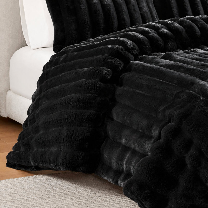 Soft Faux Fur Ribbed Comforter Set with Matching Shams