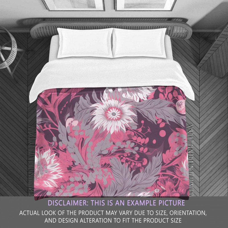 Machine Printed Comforter, King Comforter, Pink/Silver