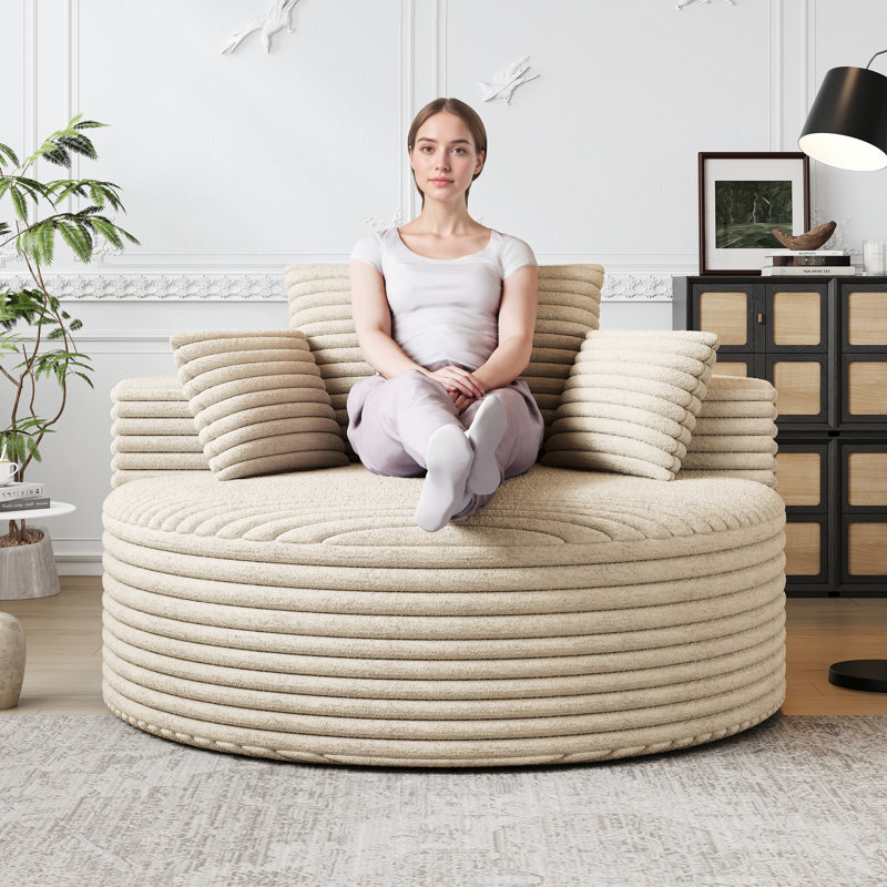 Fauteuil en velours côtelé de 50 po de longueur pour lit simple sans assemblage, Beige