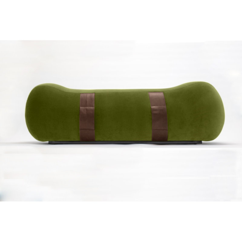 Milo Velvet Upholstered Bench, Avocado/Creme Brulee