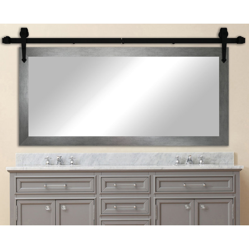 Miroir de salle de bain / meuble-lavabo Neace, H 31 po x l 46 po, Argent
