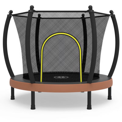 Trampoline Funseek 60 po, capacité de poids de 220 lb, avec rebords, poignée en mousse réglable en forme de U, brun noir