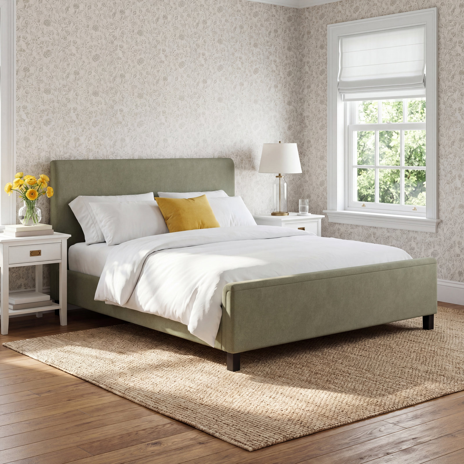 Maisara Bed, King, Sage Green