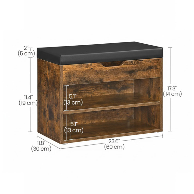 Entryway Bench, Rustic Brown