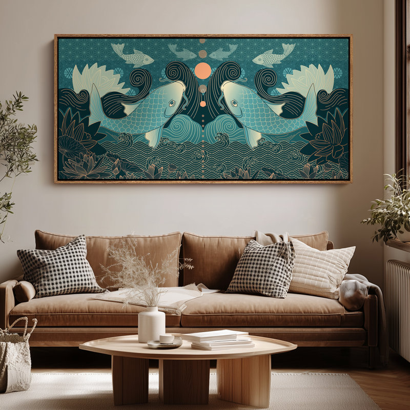 Très grand art mural rétro encadré pour art classique, Naturel, H 30 po x l 60 po