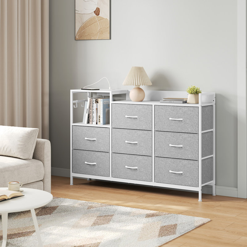 Storage Drawer Accent Chest, Light Gray+White