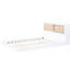 Lit double pour chambre à coucher avec tête de lit bibliothèque blanche - sans base, finition 2 tons, style Mid-Century moderne et sommier tapissier naturel-1515790158