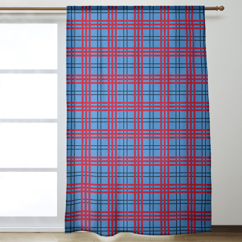 Room Darkening Curtain Single Panel, Blue/Red/Black