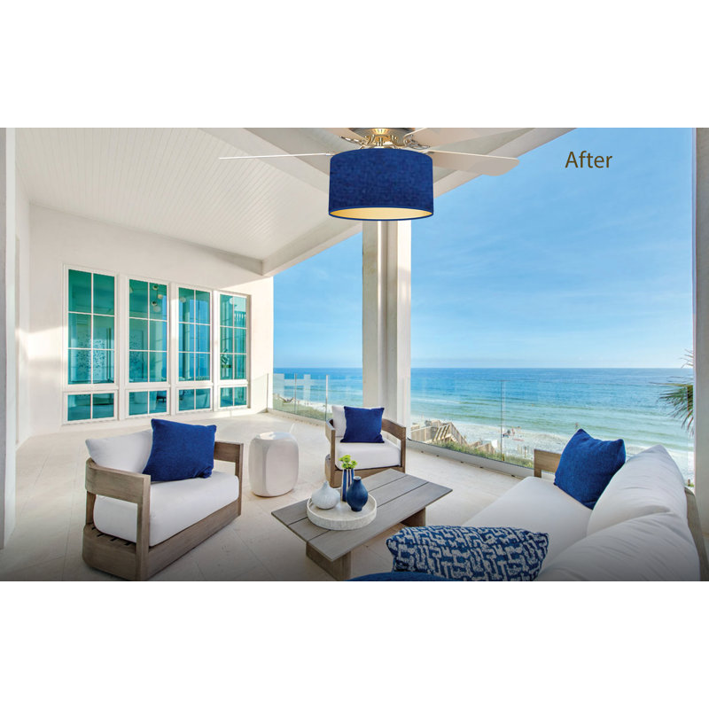 Ceiling Fan Linen Shade 8"D x 15" Dia. (Everything Needed In 1 Box), Golden Mocha