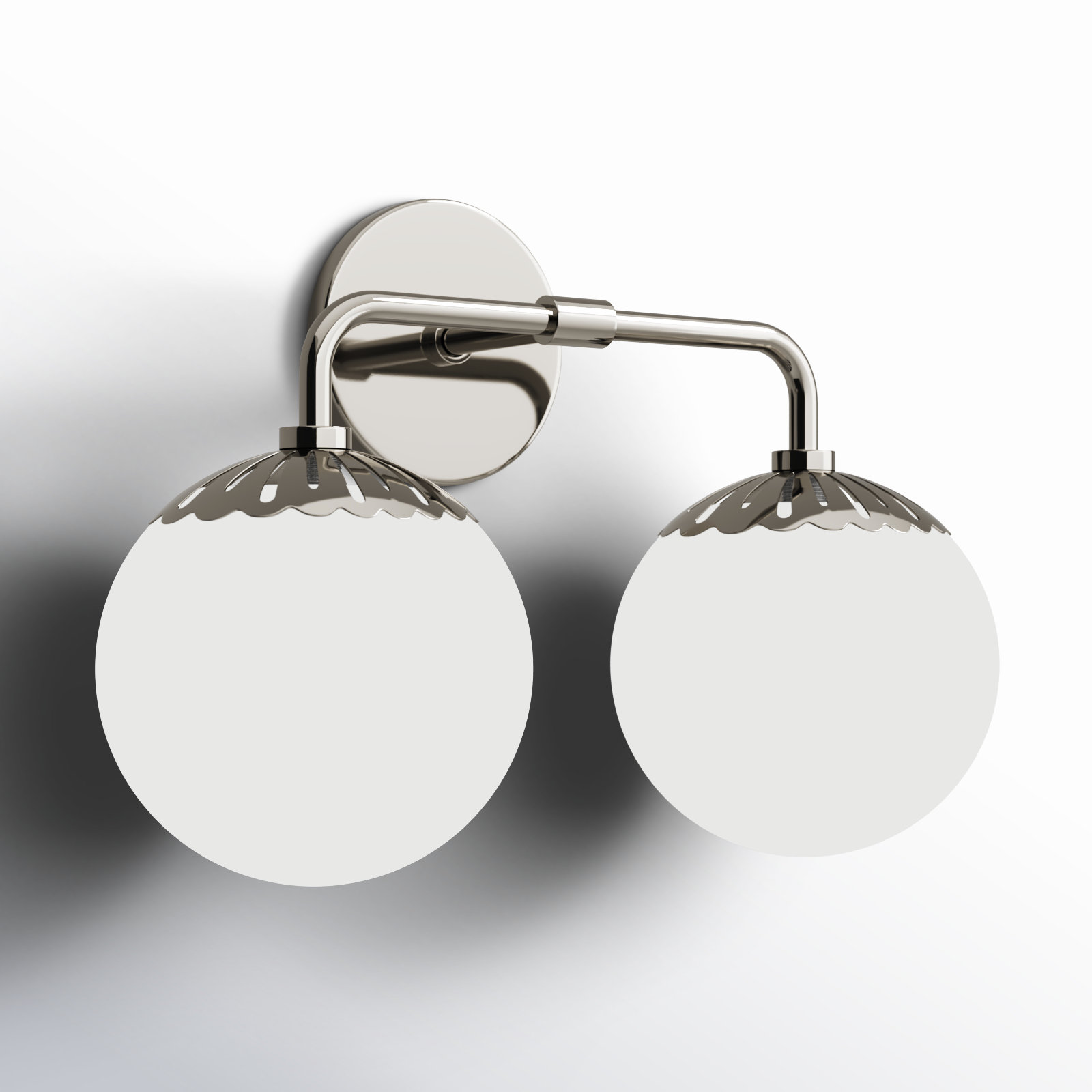 Deniaud 2 Light Vanity Light, Polished Nickel