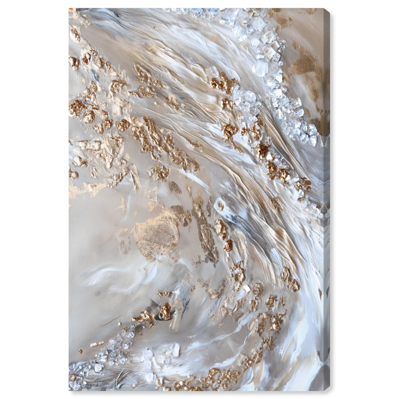 «Parchment Tide Canvas Elegant Gold Abstract» par Art Remedy, Toile tendue, H 36 po x l 24 po