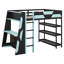 Lit mezzanine double pour lit double avec bureau, structure de lit mezzanine en bois massif avec lumières DEL, ports USB et tablettes, lit double pour jouer avec bureau-1571588410