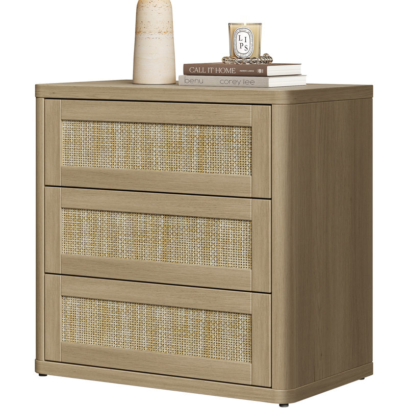 Table de chevet 3 tiroirs Consiglia Boho, Chêne ambré, 1 pièce