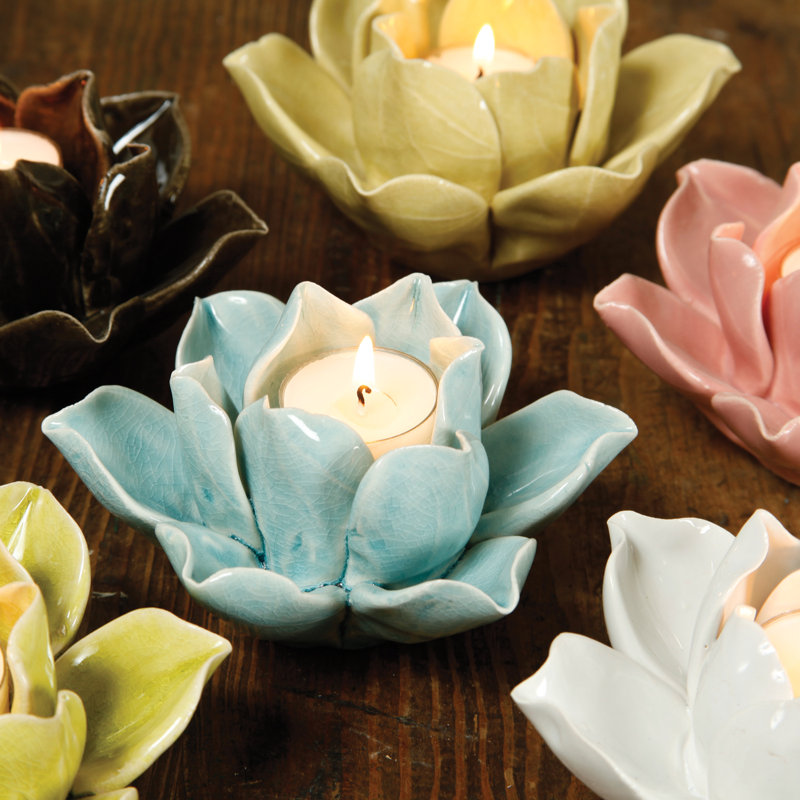 Photophore Lotus, Bleu sarcelle