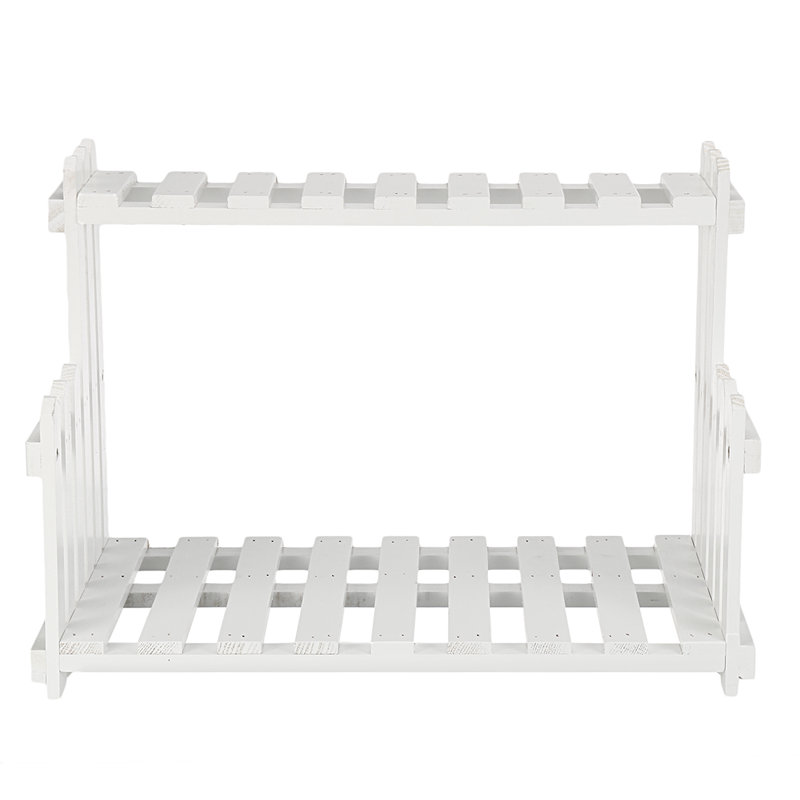 Wood Weather Resistant Plant Stand, White, 22.1cm H x 40.01cm W x 21.08cm D