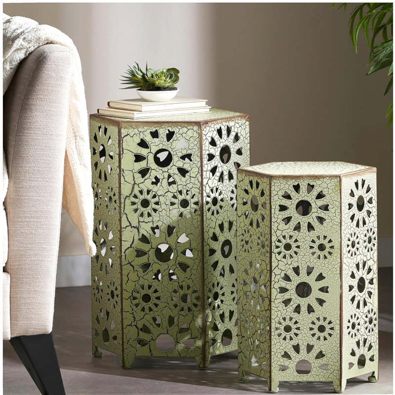 Table d'appoint d'extérieur ELiana, 2 pièces, Vert