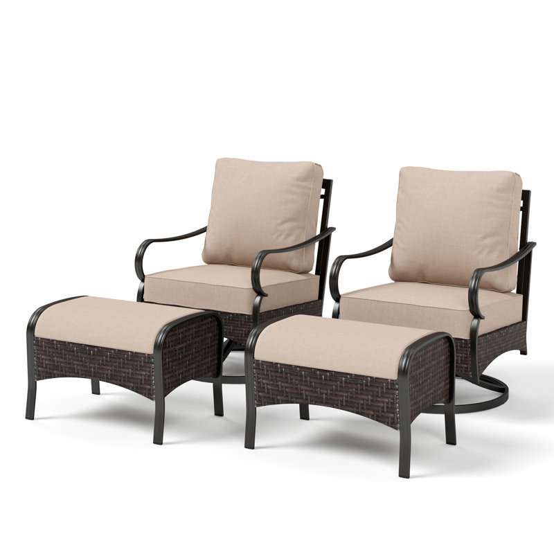 Swivel Patio Chair With Cushions And Ottoman
