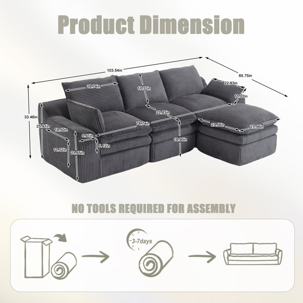 Latitude Run® L Shaped Compressed Modular Sectional Sofa Modern ...