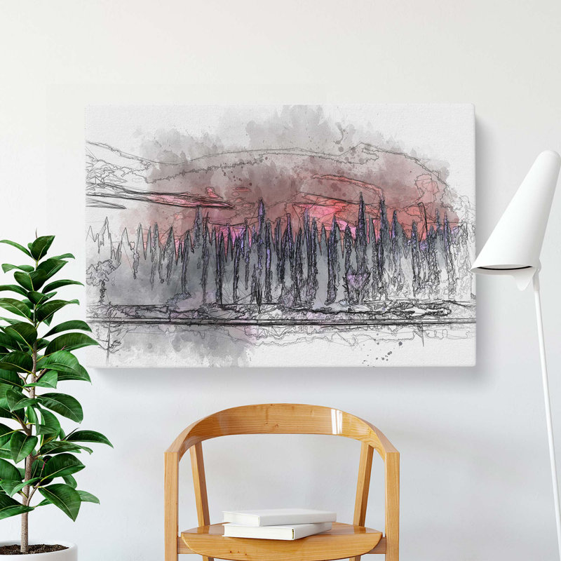 Cypress Trees In Abstract - Wrapped Canvas Print, 50cm H x 76cm W x 3cm D