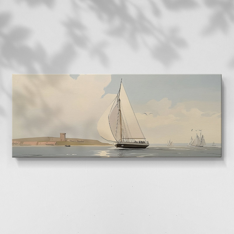 Série nautique-XXXI- Toile tendue avec châssis - Prêt à accrocher, H 16 po x l 40 po