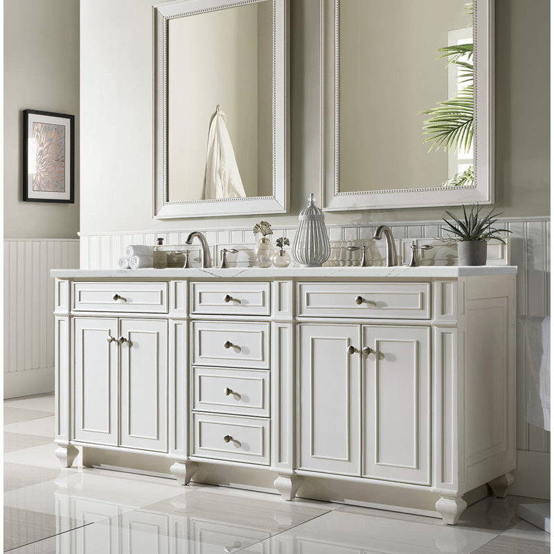 Bristol 72'' W Double Vanity, Bright White, Ethereal Noctis, 8" Widespread