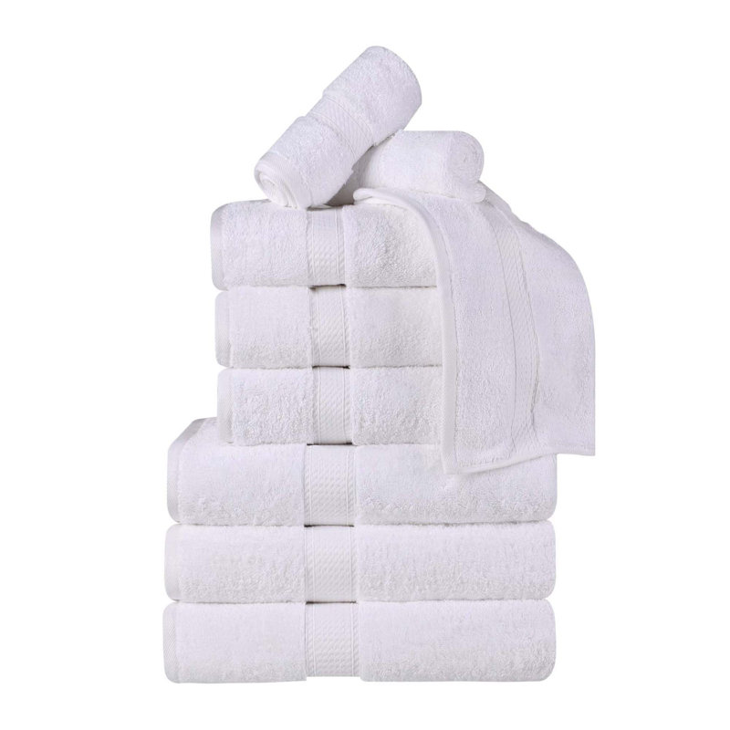 Scotia Egyptian Cotton Bath Towel Set, White, 9Pc Towel Set  (3Bath, 3Hand, 3Face)