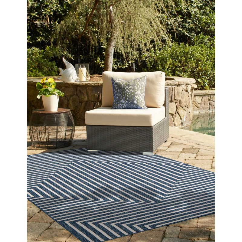 Tapis bleu contemporain Odawa, Rectangle 2 pi x 3 pi 1 po