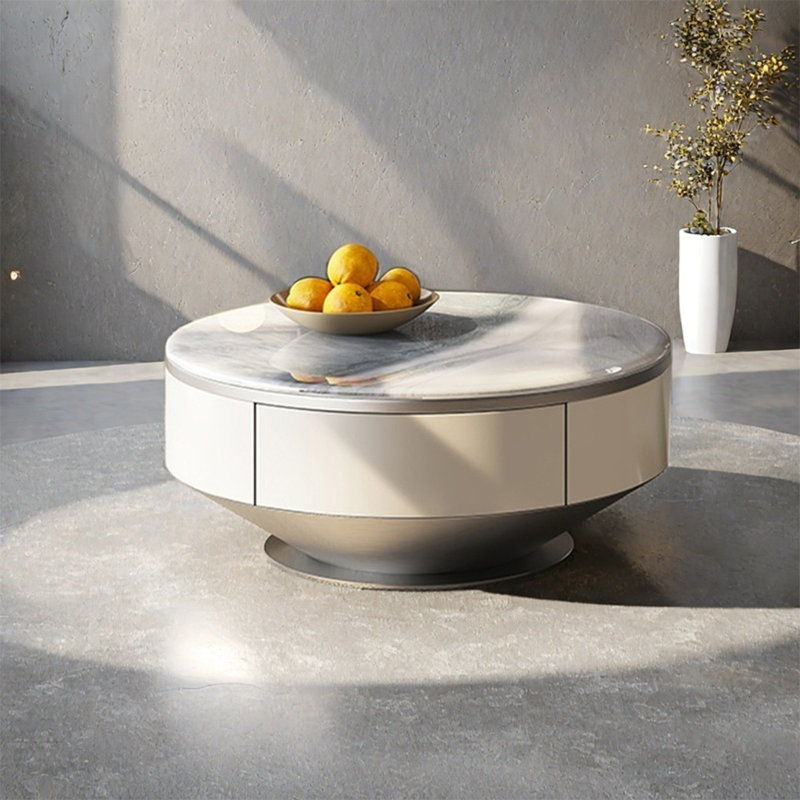 Table basse simple en pierre micro-cristalline, H 13,8 po x L 35,4 po x l 35,4 po