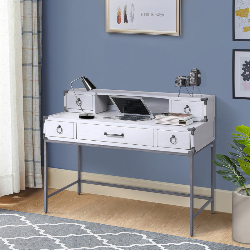 Bureau d'écriture gris et gris acier