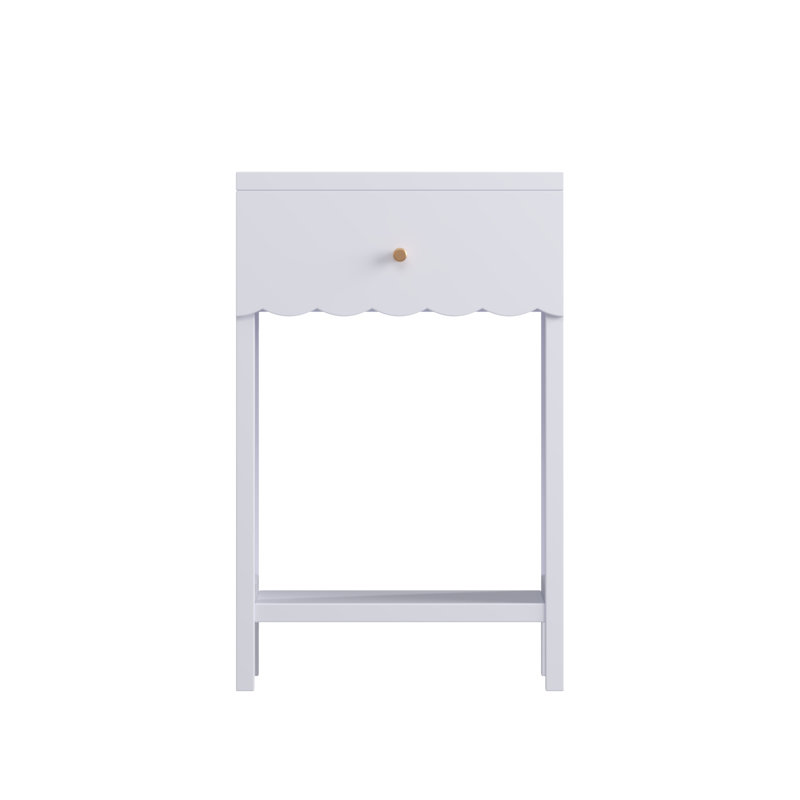 Francis Scalloped Nightstand with Drawer & Open Shelf, Lilac