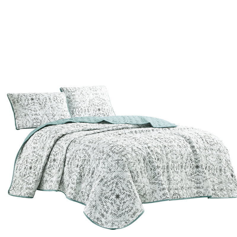  Ensemble de couvre-lit / ferme 3 pièces en microfibre vert océan clair, Couvre-lit de très grande taille et 2 taies déco
