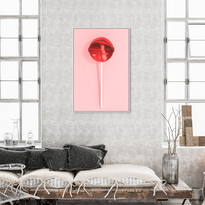 Sucette - peinture, Noir, Cadre blanc, H 45 po x l 30 po