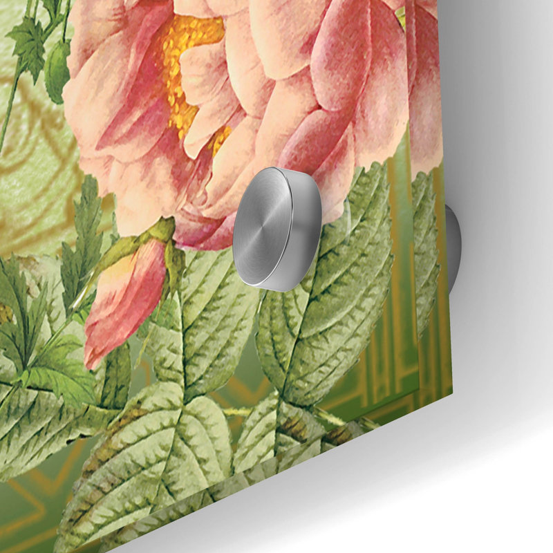 «Flower Garden 2» par Jean Plout, art mural en verre acrylique, H 16 po x l 48 po