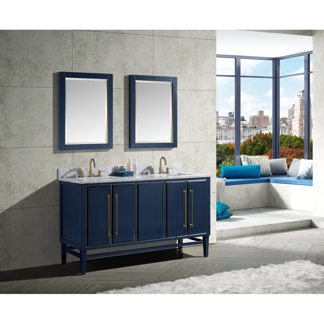 Ewen 61" Double Bathroom Vanity Set with Mirror Etta Avenue™ Top 