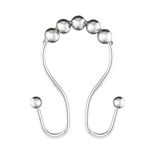 2lbDepot Double Shower Curtain Hooks Rings (Gold Decorative Finish) Premium  Rust Resistant Stainless Steel Metal Hook, Brass Roller Balls Glide on