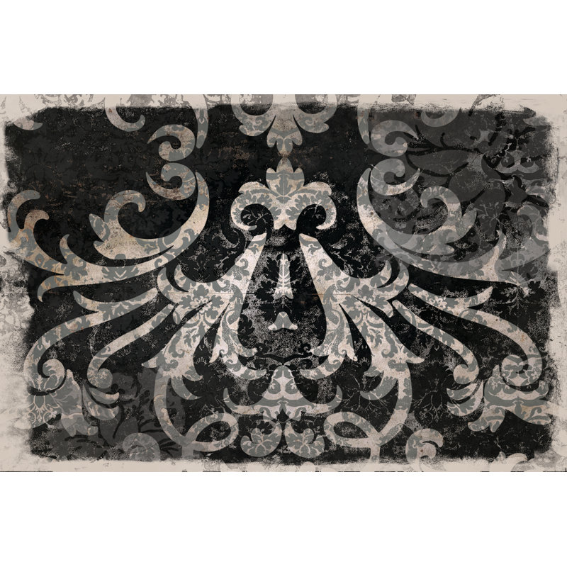 Distressed Damask Mirror - Wrapped Canvas Print, 61cm H x 91cm W x 3.8cm D