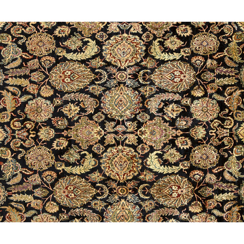 High-Quality Hand-Knotted Black Area Rug
