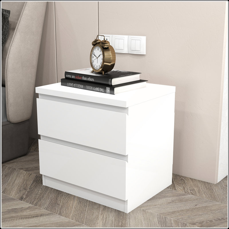 White Nightstand with Thickened Top Plate, White