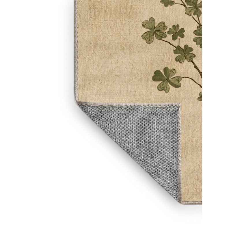 Tapis abstrait moderne et contemporain lavable à la machine Midtown St Patties - Beige, 8 x 12