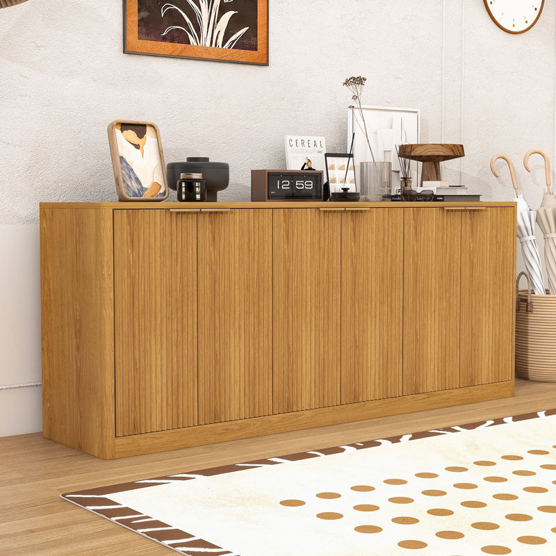 Wave Panel Storage Cabinet – Durable Sideboard, Natural