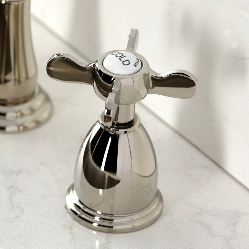 Kingston Brass Essex Double-Handle 3-Hole Widespread Kitchen Faucet, Polished Nickel