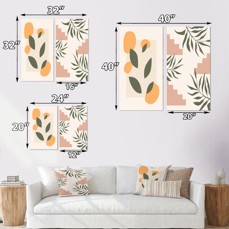 «Minimalistc Plant Silhouettes Still Lifes II», ensemble de 2 impressions, H 40 po x l 40 po x P 1,5 po, Toile tendue