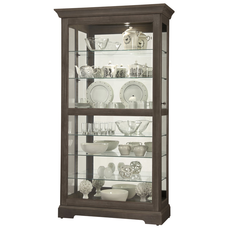 Vitrine en verre Brame avec tablettes réglables et éclairage intérieur, Brun