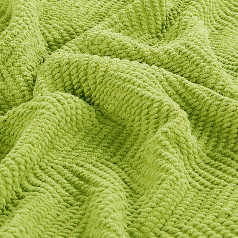 Dark Citron Knitted Reversible Throw Blanket with Braided Tassels