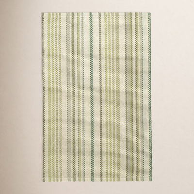 Oslo Green Hand-Woven Striped Cotton Rug