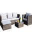 Mobilier d'extérieur pour 4 personnes: table basse en PE et coussins moelleux