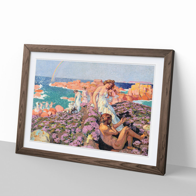 Ulysses with Calypso by Maurice Denis - Picture Frame Painting, 48cm H x 65cm W x 2cm D, Walnut Framed