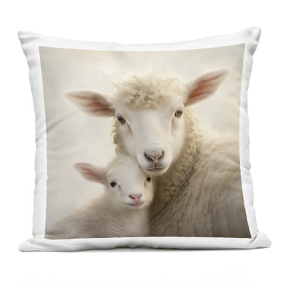 Lamb & Sheep Cuddles Design by Heidi Kuntz Outdoor Printed Pillow