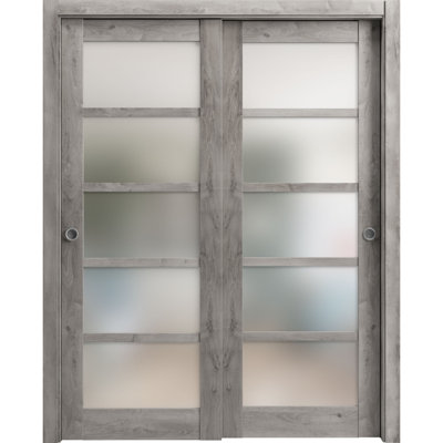 Quadro Solid + Manufactured Wood Paneled without Installation Hardware Kit Sliding Closet Doors