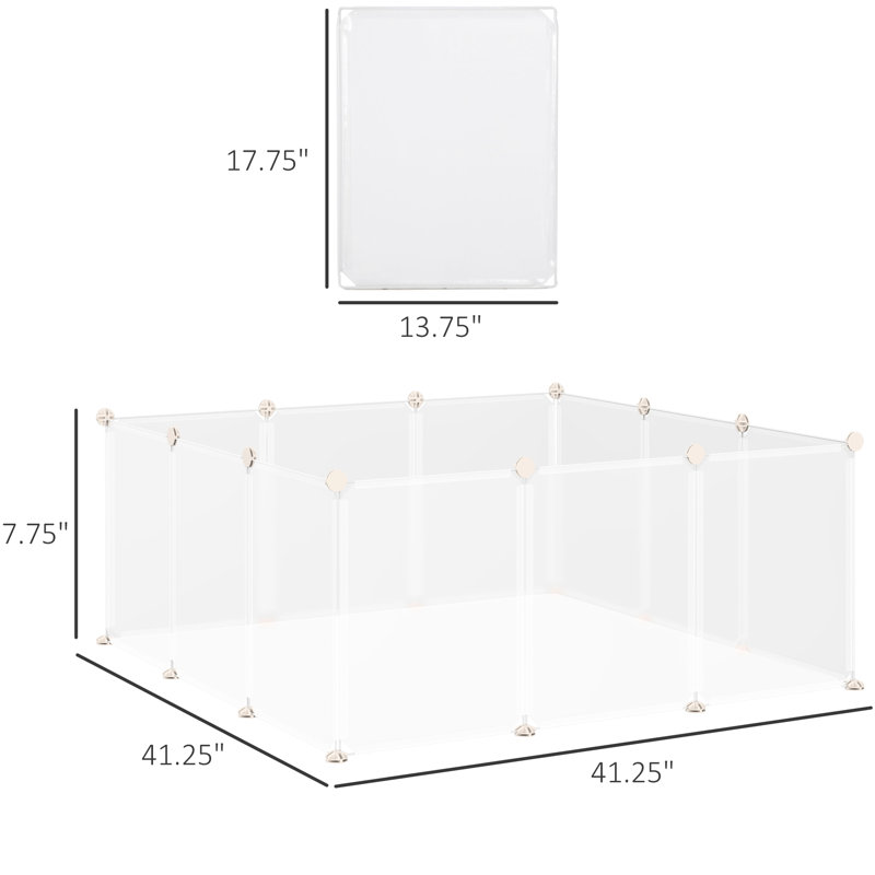 Système de cage pour petits animaux Diy - clôture en plastique à 12 panneaux pour cochon d'Inde, cochon d'Inde, blanc 18 po x 14 po, enceinte 18 po x 14 po